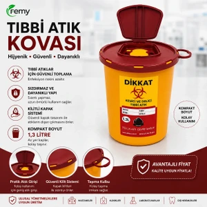 Tıbbi Atık Çöp Kovası 1,3 lt