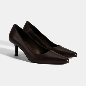 Kadın Kahve Deri Stiletto