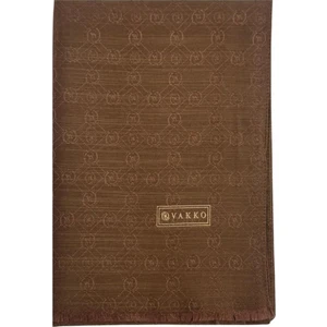 Pamuk Ipek Monogram Şal 40752-KAHVE
