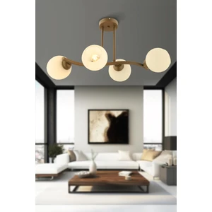 Kellie 4'lü Eskitme Beyaz Camlı Modern Salon Avize