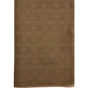 Pamuk Ipek Monogram Şal 40752-KAHVE