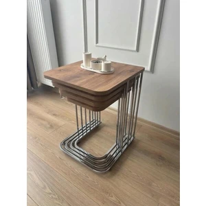 4'lü Tekerlekli Modern Zigon Sehpa