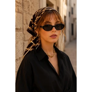 Desenli Fular Siyah-Gold