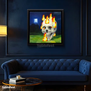 Minecraft - Skull On Fire Kanvas Tablo