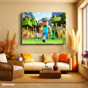 Minecraft - Vahşi Doğada Yaşam Kanvas Tablo