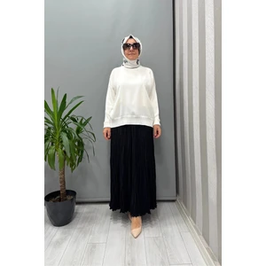 Şifon Kırıştırma Etek Siyah 5432