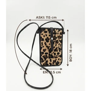 Paris Leopar Desenli Telefon Çantası
