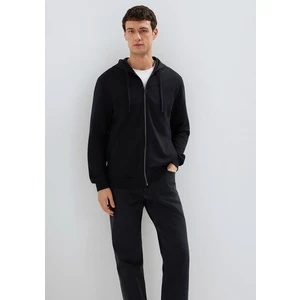 Kapüşonlu Fermuarlı Siyah Basic Sweatshirt 0S10423-900