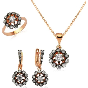 Inure Jewelry Gümüş Elmas Model Çiçek Bayan Set