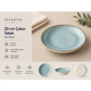 Atlantis Eo 20 cm Çukur Tabak Mavi Boyalı