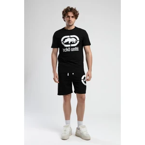 Ecko Unltd. TRINITY Siyah Örme Şort Nakışlı Standard Fit Erkek Örme Şort