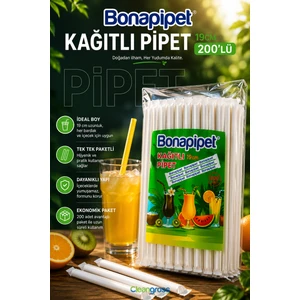 200'lü Kağıtlı Pipet Tek Kullanımlık Renkli Ebatlarda Parti Kutlama İçin