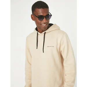 Kapşonlu Sweatshirt Şardonlu Yazı Baskılı
