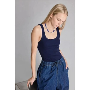 Slim Fit Basic Yuvarlak Yaka Fitilli Atlet E5539AX26AU