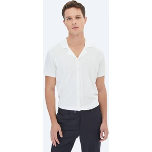 Ekru Regular Fit Kısa Casual Gömlek