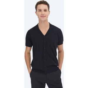 Siyah Regular Fit Kısa Casual Gömlek