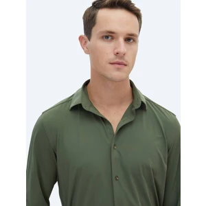 Haki Regular Fit Uzun Casual Gömlek