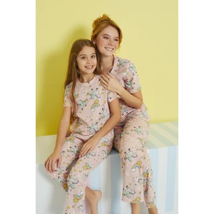Siyah İnci Çok Renkli Örme Pijama Takım