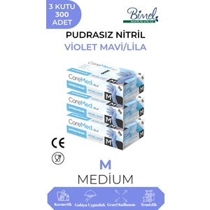 Nitril Lila Muayene Eldiveni M - 3 Paket 100 lü