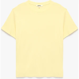 Pamuklu Kısa Kollu Bisiklet Yaka Oversize Basic Tişört