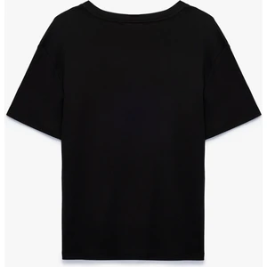 Pamuklu Kısa Kollu Bisiklet Yaka Oversize Basic Tişört