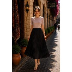 Eren Style %100 Cotton Piliseli Etek(95 Cm)-(36-52)