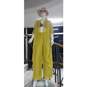 Bohem Stil Itayan Ipek Detaylı Oversize Kaftan