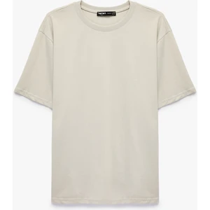 Pamuklu Bisiklet Yaka Kısa Kollu Basic Oversize Tişört