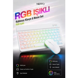 Kablosuz Bluetooth Klavye Mouse Seti – Şarj Edilebilir