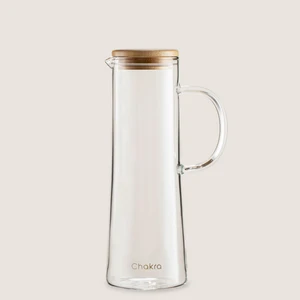 Bambu Kapaklı Cam Sürahi 800ml Transparan