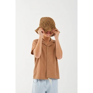 Hawai Çizgili Modal Gömlek 1-8 Yaş Camel