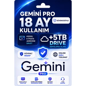 Gemini Pro 18 Ay ve 5tb Google Drive Kişisel Mail'e Davet