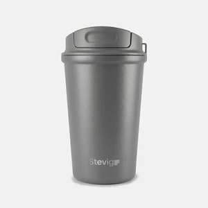 4 Work Flip Open Coffee Mug Çelik Termos 400 ml Grey ST-251