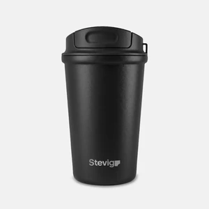 4 Work Flip Open Coffee Mug Çelik Termos 400 ml Black ST-250
