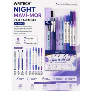 W-JK03-4 Night Mavi-Mor Kalem Seti 9'lu