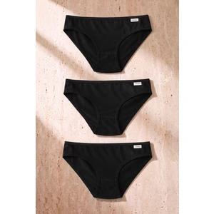 Kadın 3'lü Basic Slip Külot Siyah
