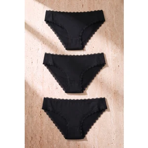 Katia & Bony Kadın 3'lü Dantelli Basic Slip Külot Siyah