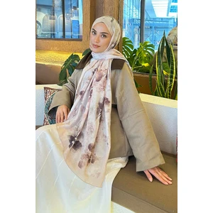 Batik Çiçek Desen Bambu Şal Bej
