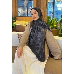 Batik Çiçek Desen Bambu Şal Siyah