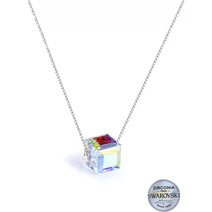 Gümüş Swarovski Taşlı Bayan Küp Gümüş Kolye