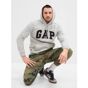 Erkek Açık Gri Gap Logo Kapüşonlu Sweatshirt