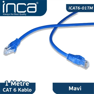 Cat6 26 AWG 1 Metre Mavi Patch Kablo