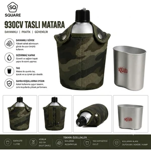 930Cv Taslı Matara(Kamuflaj Kılıflı)