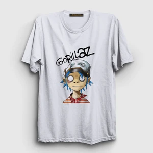 Unisex Beyaz 2D Gorillaz T-Shirt