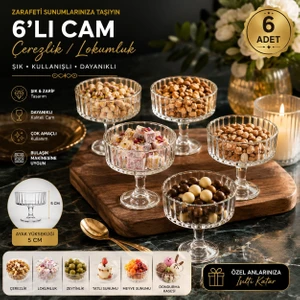Cam Ayaklı Sunumluk Kase – 6’lı Set