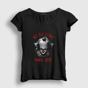 Kadın Siyah Float Pennywise Stephen King It T-Shirt