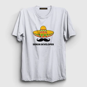 Unisex Beyaz Senior Developer Yazılımcı T-Shirt