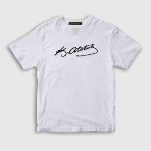 Çocuk Beyaz Kemal Atatürk Imzalı T-Shirt