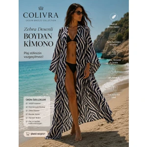 Siyah Beyaz Zebra Desenli Kimono
