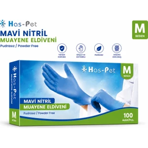 Haspet Mavi Nitril Pudrasız Eldiven - M